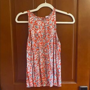 Floral Sleeveless Top in Orange and White